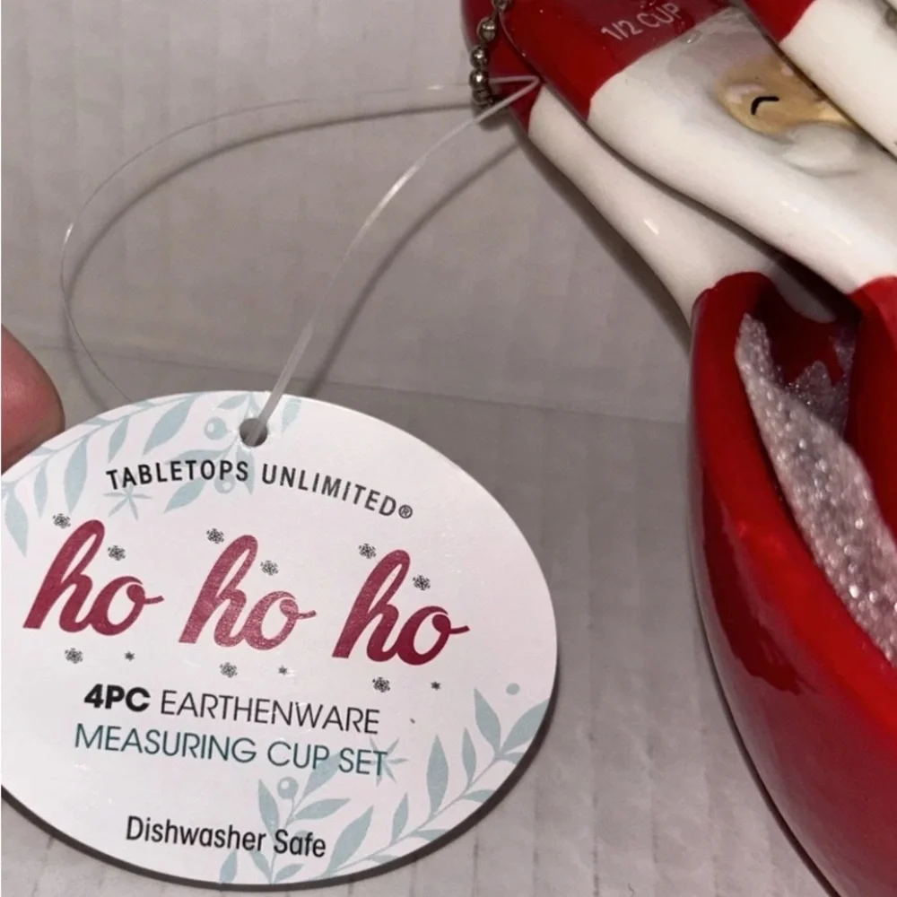 Table tops Unlimited Ho Ho Ho 4pc Earthenware Santa Measuring Cup Set